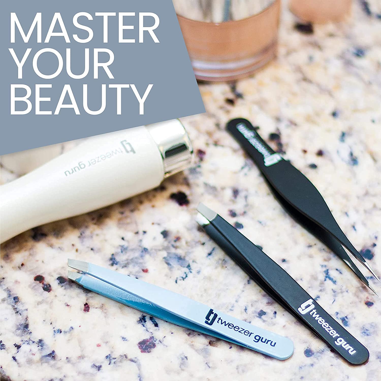 Tweezers for Women Facial Hair & Men – Precision Slant-Pointed Eyebrow Tweezer for Ingrown Hair, Blackhead & Splinter Removal (2 Sky Blue)