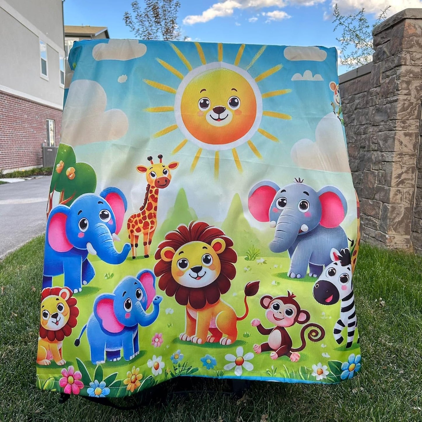 Oxford 600D Durable Waterproof Cover, Anti-Uv Dust Proof Kids Water Table Cover, Cute Colorful Vibrant Design, Includes Bag