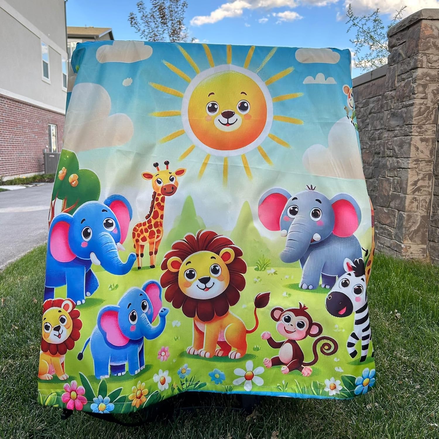 Oxford 600D Durable Waterproof Cover, Anti-Uv Dust Proof Kids Water Table Cover, Cute Colorful Vibrant Design, Includes Bag
