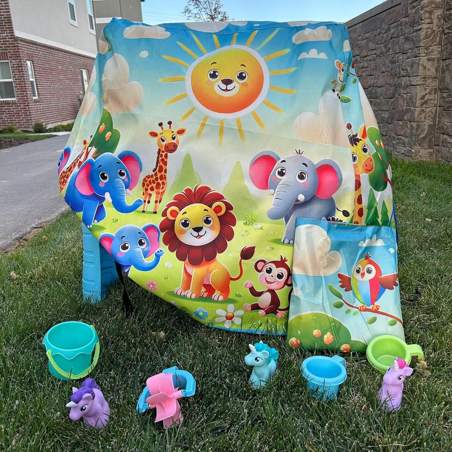 Oxford 600D Durable Waterproof Cover, Anti-Uv Dust Proof Kids Water Table Cover, Cute Colorful Vibrant Design, Includes Bag