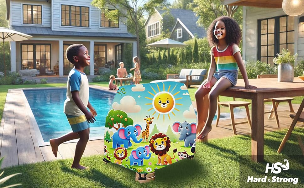 Oxford 600D Durable Waterproof Cover for Step2, Anti-Uv Dust Proof Kids Water Table Cover, Cute Colorful Vibrant Design, Includes Bag